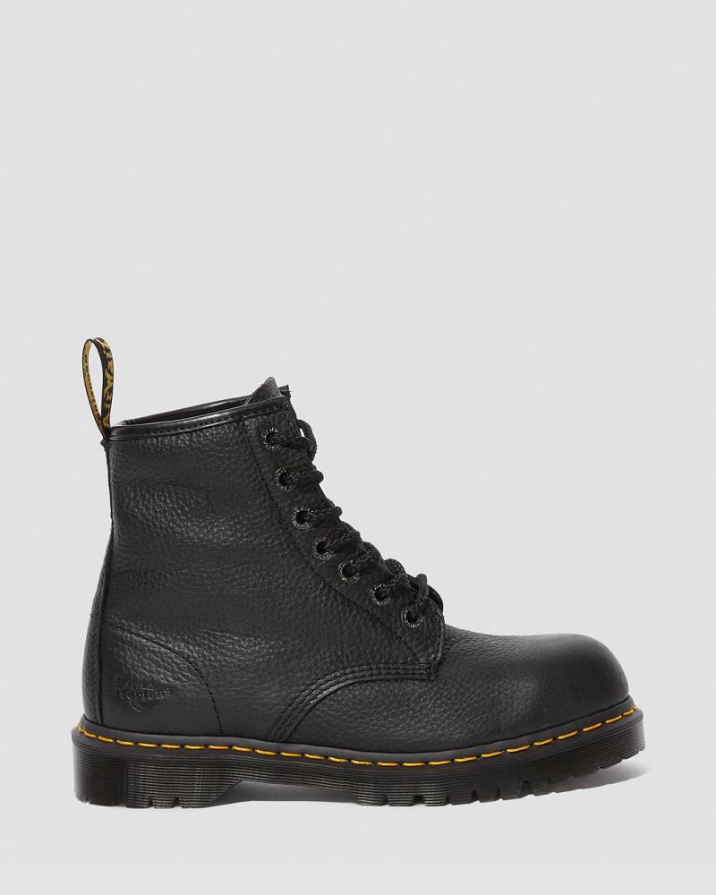 Black Men's Dr Martens Icon 7B10 Leather Steel Toe Ankle Boots | CA 442DFM